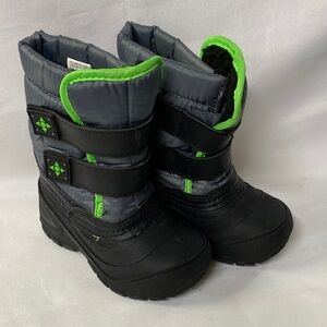 Wonder Nation Toddler Kids' Black and Green Winter Boots Size 6
